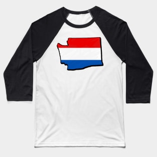 Red, White, and Blue Washington Outline Baseball T-Shirt